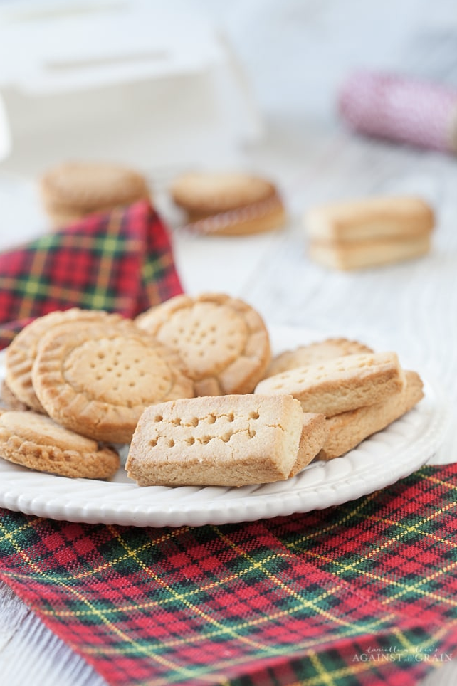 Gluten-Free Shortbread Cookies on a white dish 