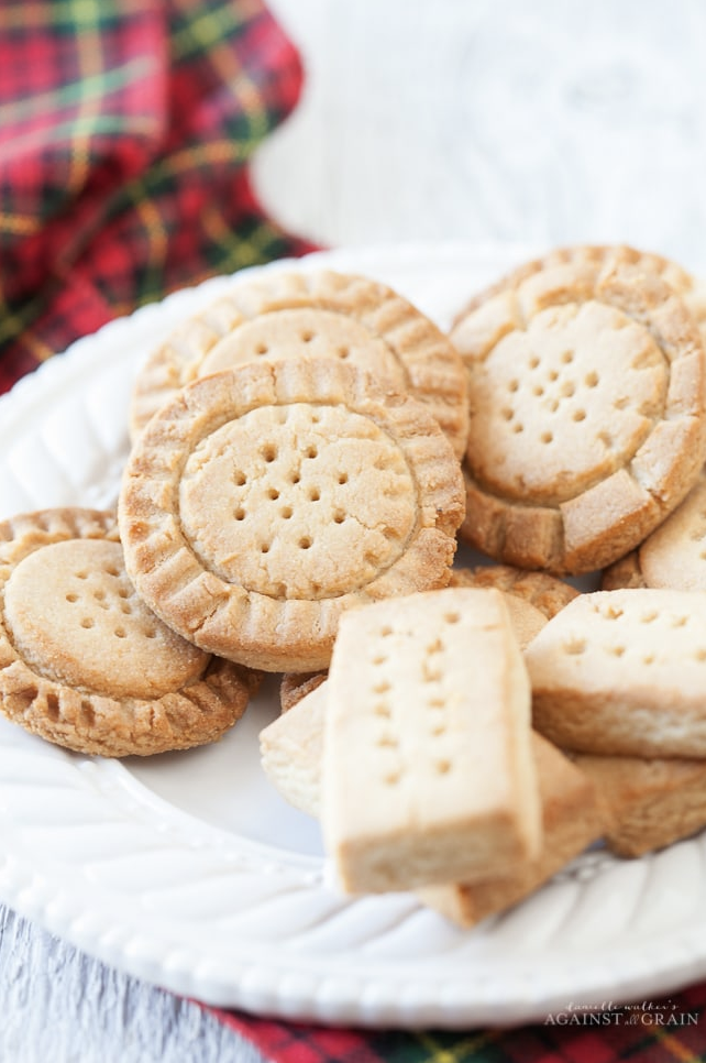 Gluten-Free Shortbread Cookies on a white dish 