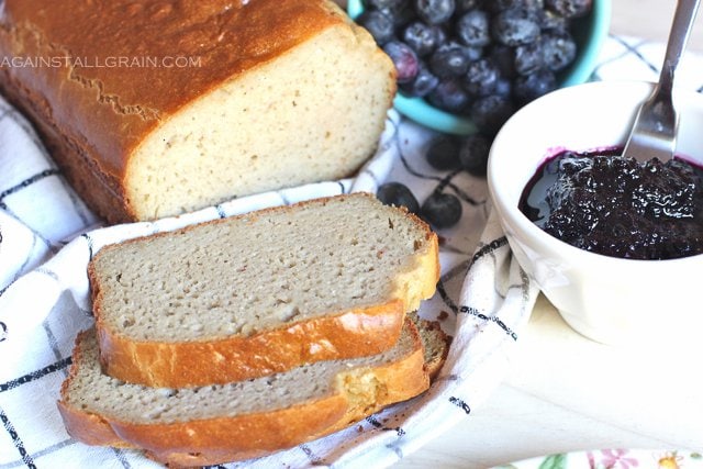 grain-free sandwich bread sliced with jam next the loaf