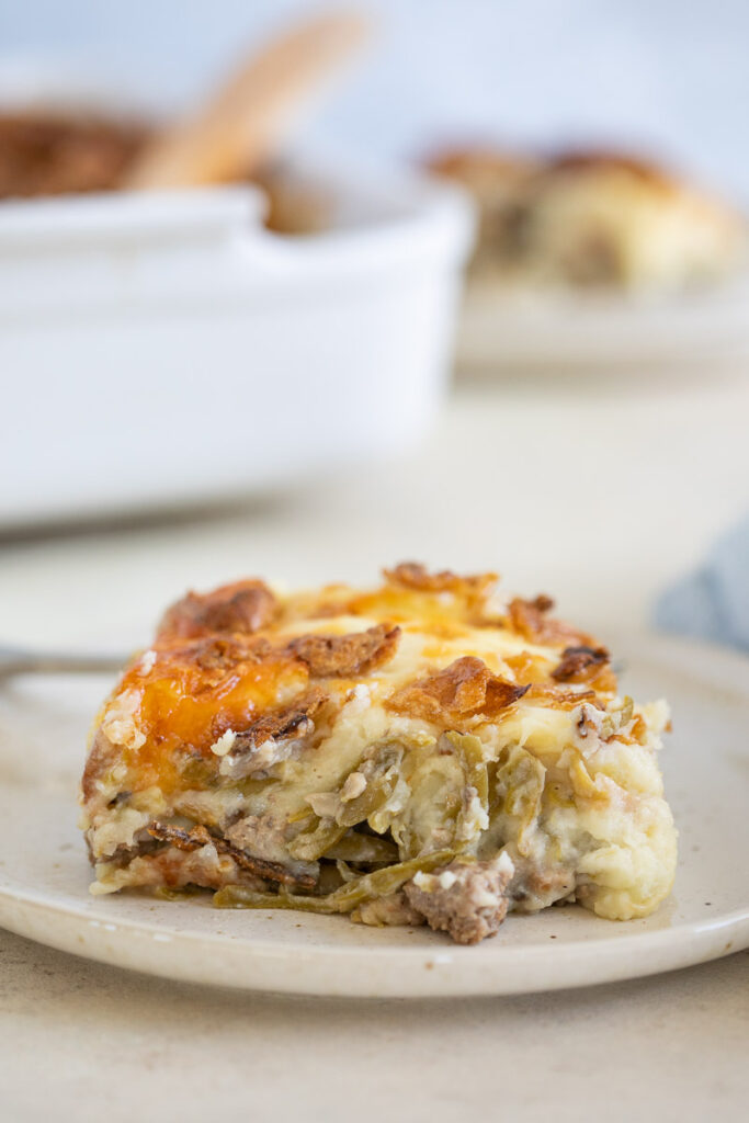 A serving of Gluten-Free Shepherd's Pie on a plate