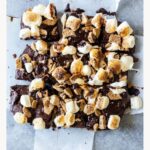 image of gluten free smores brownies on parchment paper