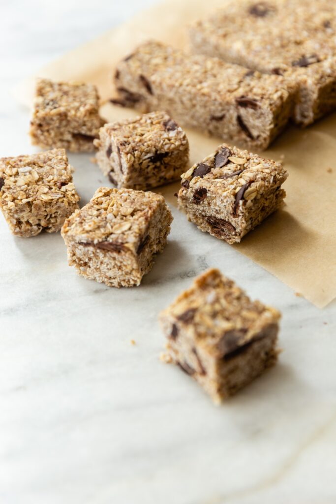 image of gluten free heavenly hunks oat and chocolate chip bites on a counter top