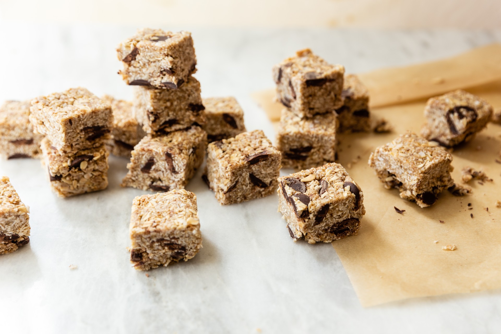 image of gluten-free heavenly hunks oat chocolate chip bites on a counter top