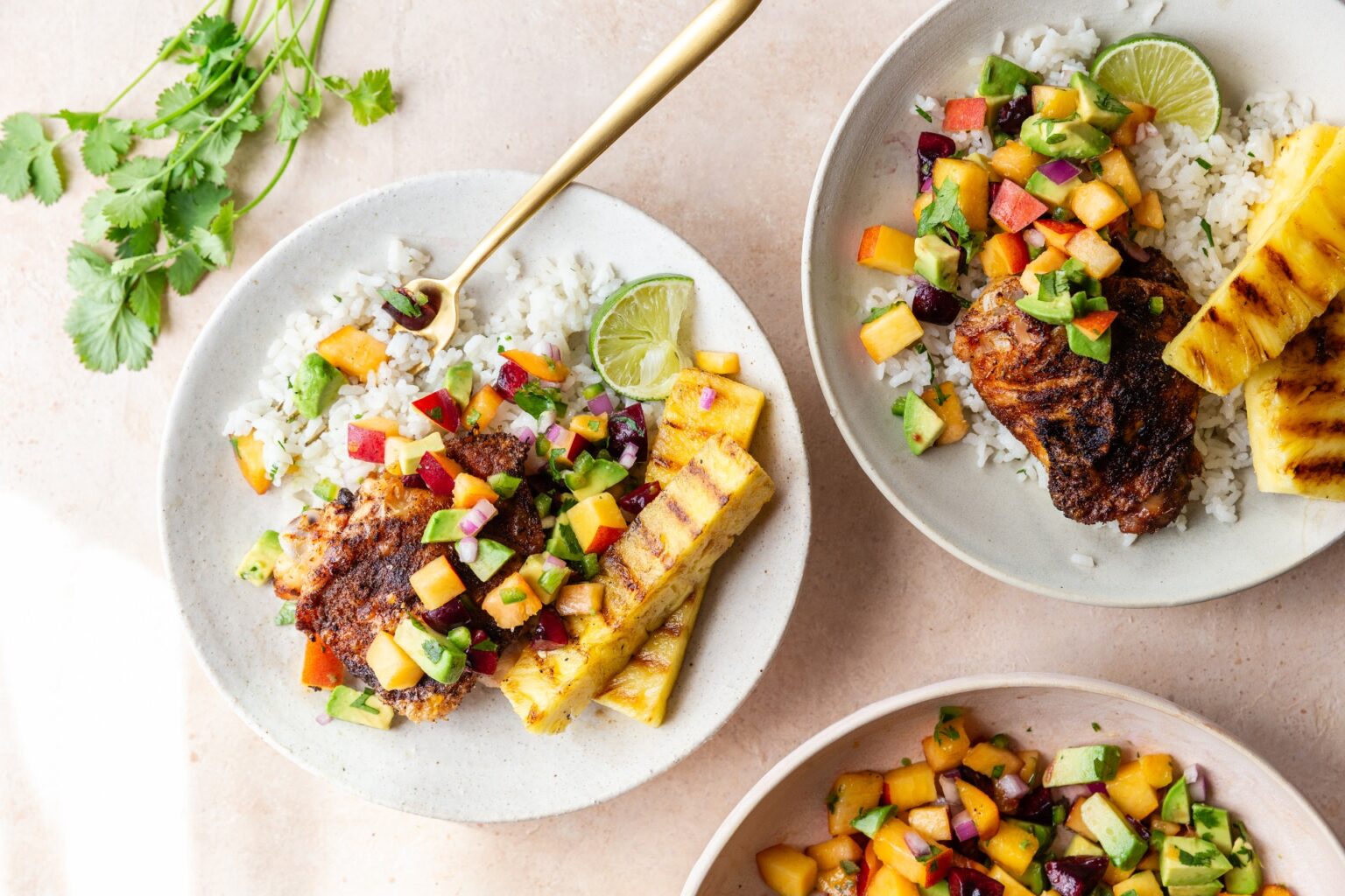 Grilled BBQ Chicken Thighs with Stone Fruit Salsa Danielle Walker