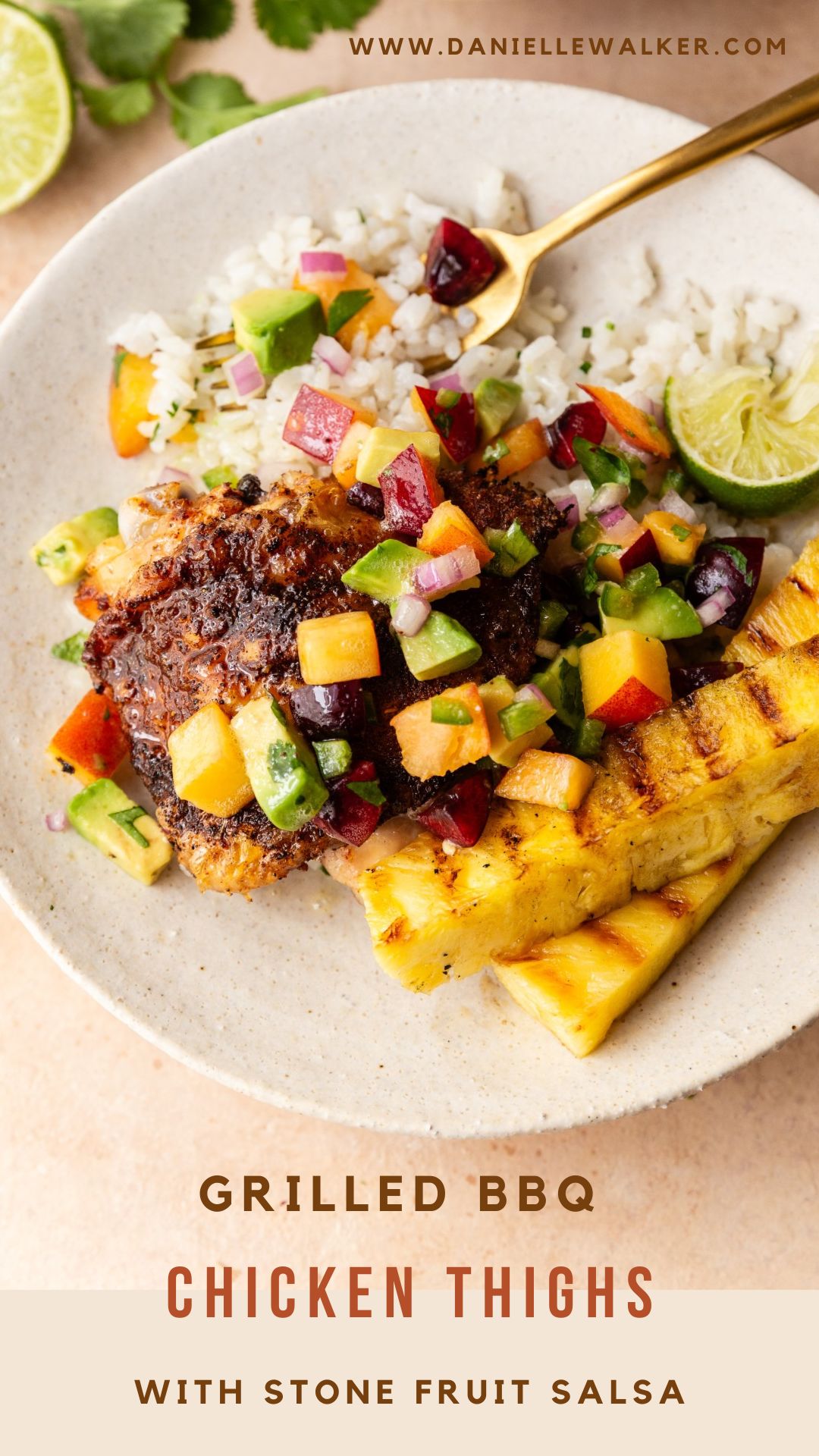 Grilled BBQ Chicken Thighs with Stone Fruit Salsa Danielle Walker