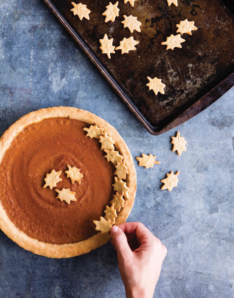 image of gluten free pumpkin pie being made on a counter